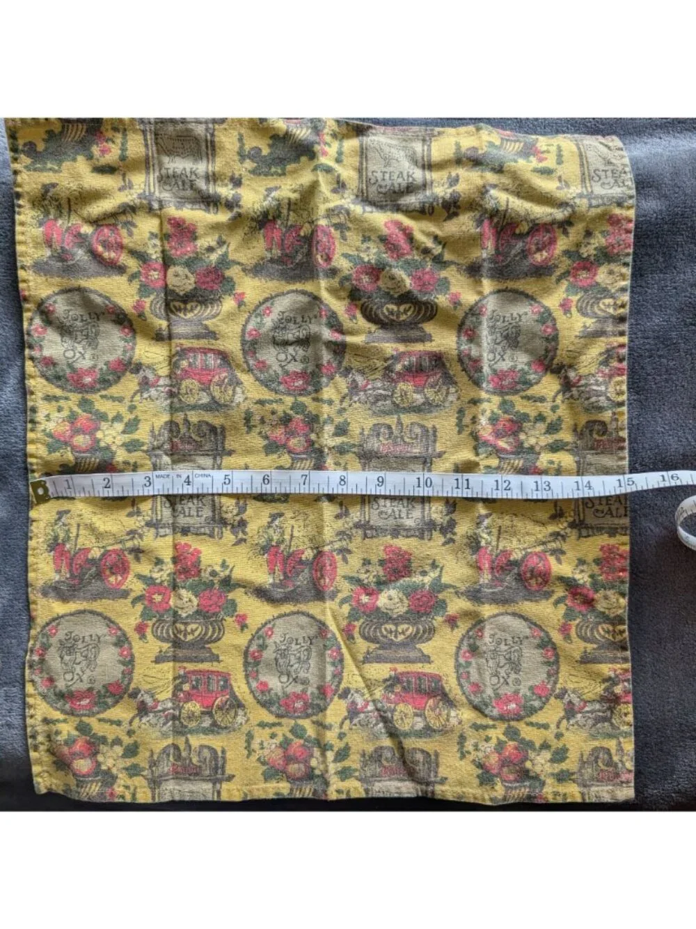Vintage Americana Jolly Ox/Steak & Ale‎ Fabric Napkin